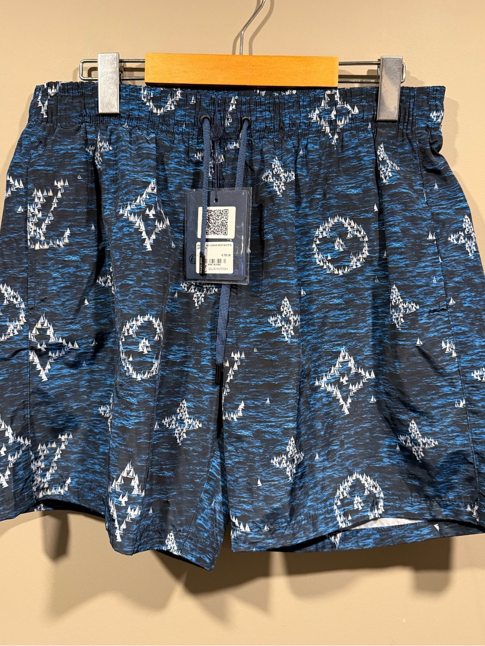 Louis Vuitton Ocean blue Monogram Swim Shorts w/ white logos 1:1